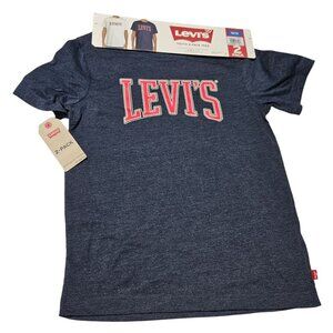 Levis T-Shirts Boys Size 10 12 White Navy Heather Short Sleeve 2 Pack New Gift